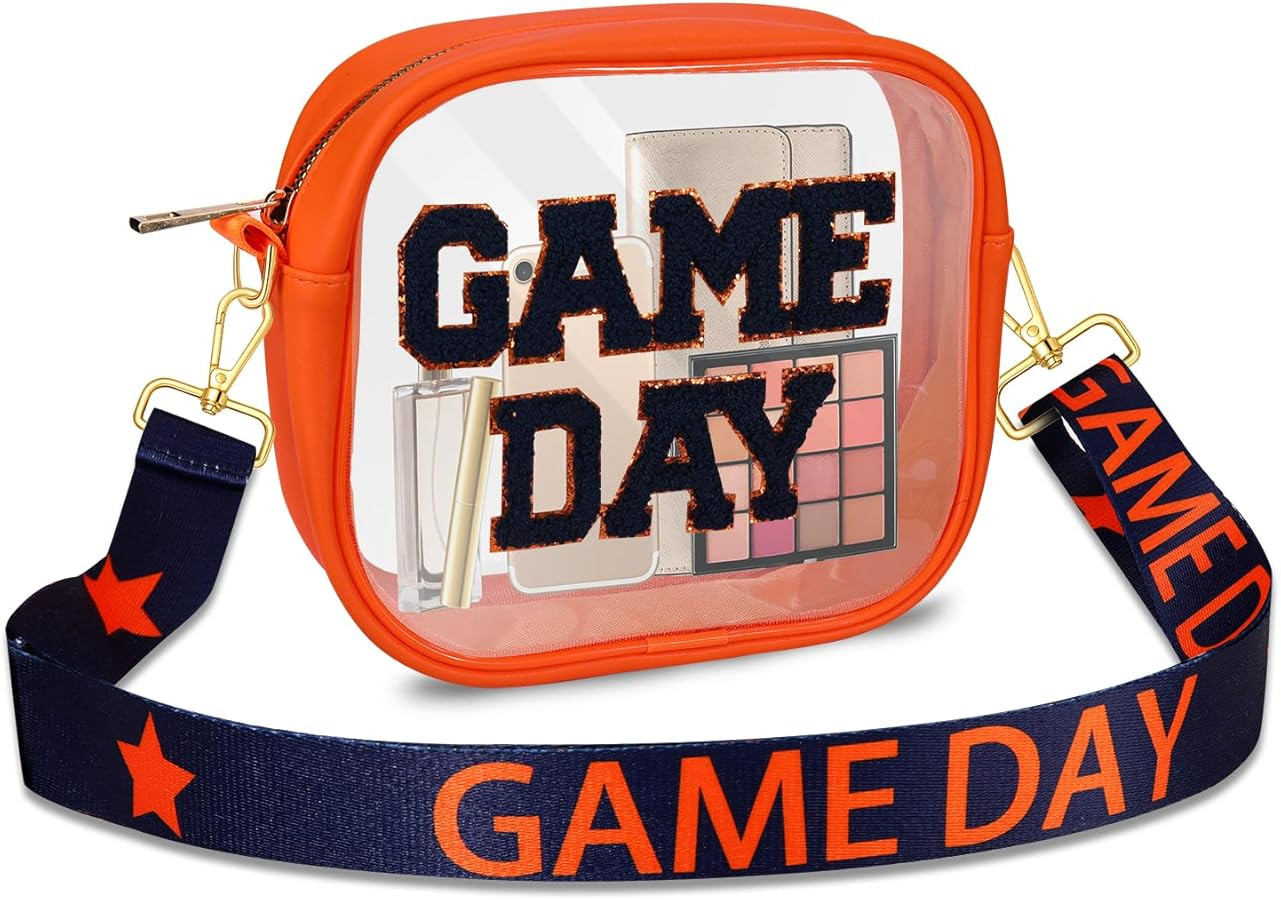 Game Day Clear Bag for Stadium Events with Letter Patches Stadium Approved Clear Crossbody Purse ... | Amazon (US)