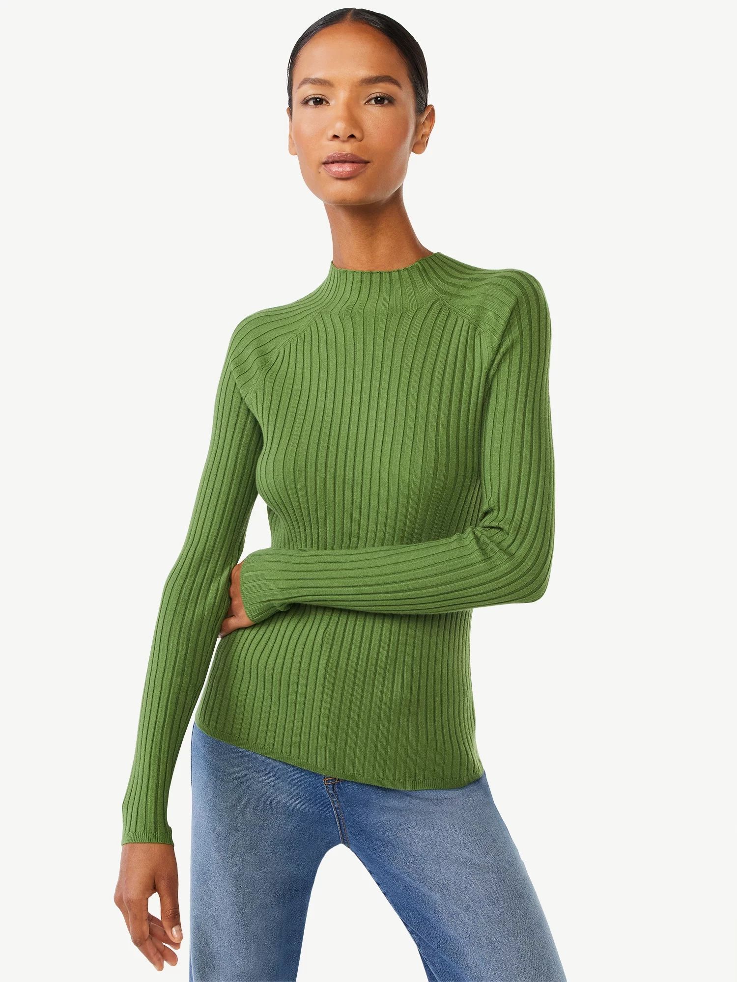 Scoop Women's Flat Rib Turtleneck Sweater - Walmart.com | Walmart (US)