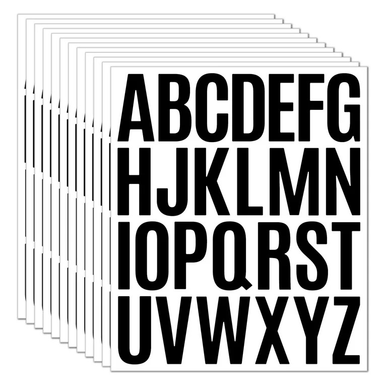 2 Inch Alphabet Letter Stickers, 10 Sheets Black Vinyl Self Adhesive Stick On Letters for Crafts ... | Walmart (US)