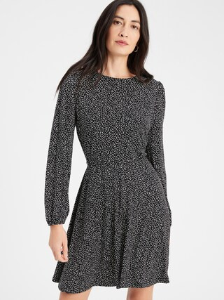 Belted Knit Fit-and-Flare Dress | Banana Republic Factory