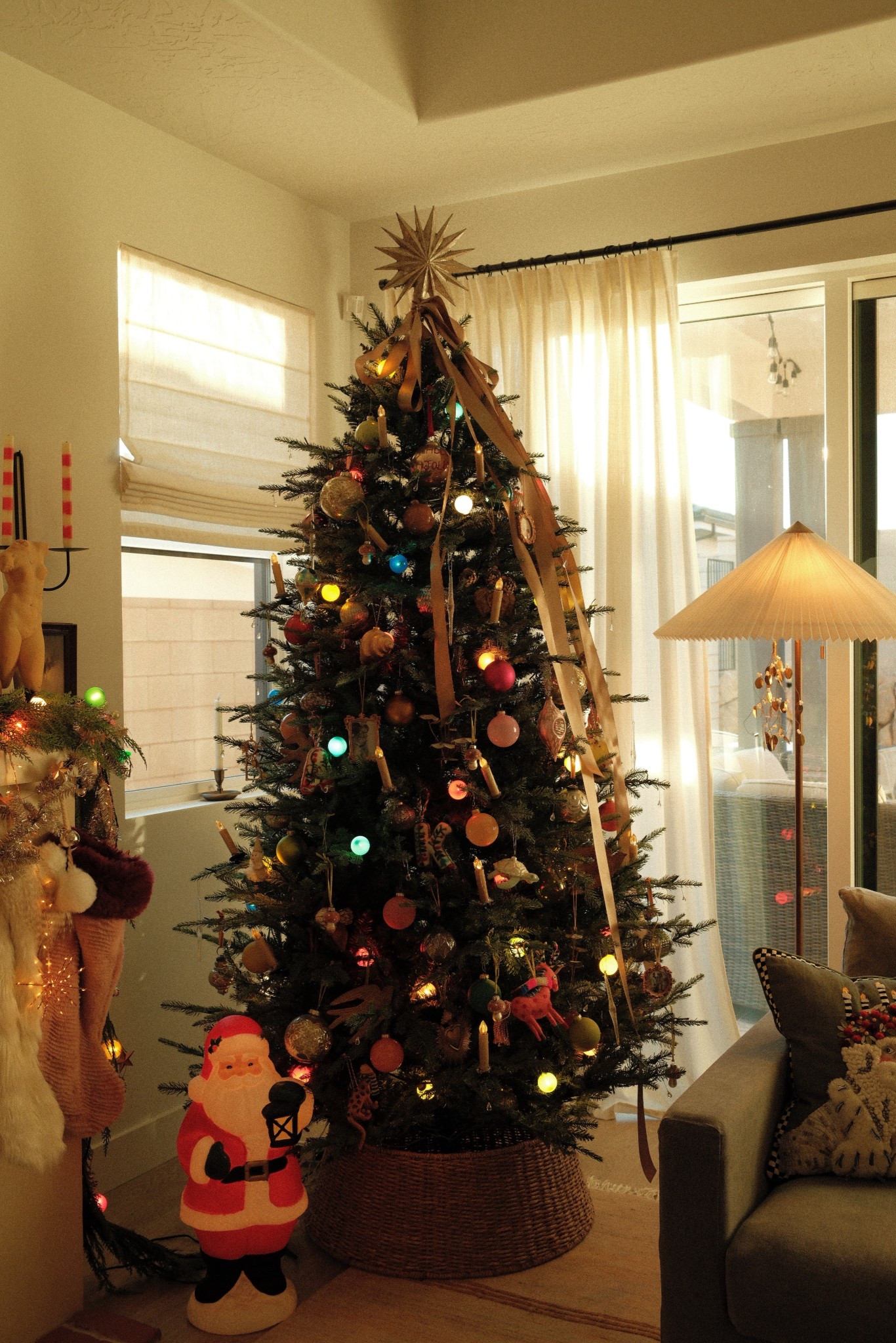 Things I think make Christmas trees extra magical ╰┈➤ˎˊ˗ 1. Warm colorful glow of oversized Christmas lights! Don’t be afraid to add some color! 2. Glass water droplet beaded ornaments — they reflect the light and make the tree shimmer so beautifully. 3. Glass icicles! Something is so nostalgic about them and I really love the added sparkle they add to the tree. 4. RIBBON! And lots of it ;) I did a double bow right under my Christmas star this year and kept the tails super long! 5. Clip on candles 🕯️ they’re also so nostalgic, they give off a warm glow and add extra visual appeal. Linking all of these in my stories! 

#LTKSeasonal #LTKHoliday
