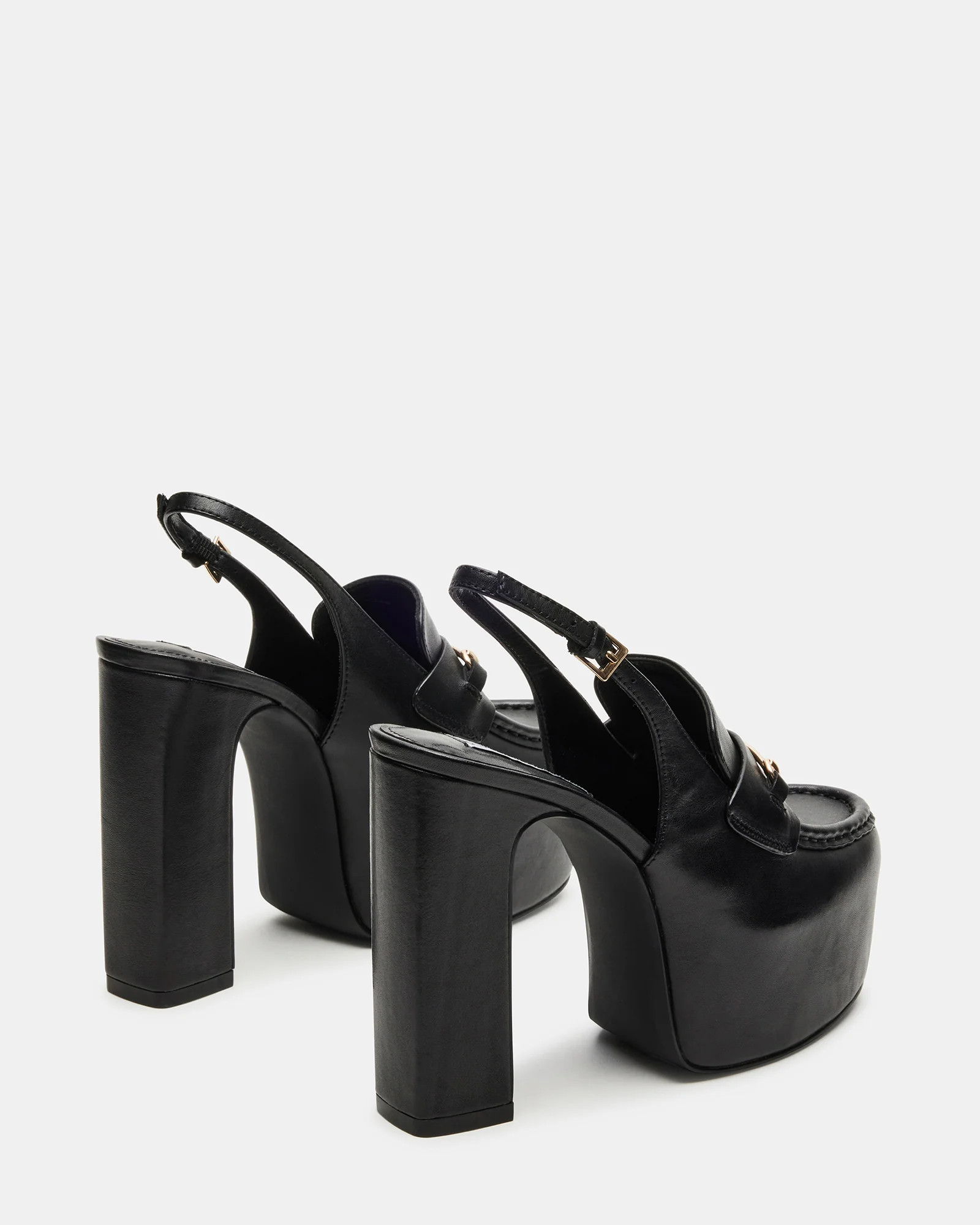 QUINN Black Leather Platform Slingback Heel | Women's Heels | Steve Madden (US)