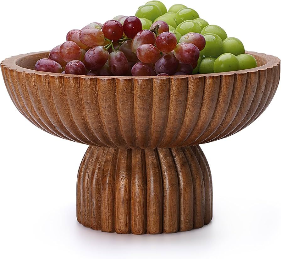 ChagoArt Wooden Fruit Bowl for Kitchen Counter- Large Decorative Bowl for Home Decor-Key Bowl for... | Amazon (US)