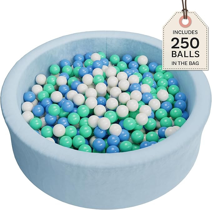 Baby Ball Pit with 250 Balls + Storage Bag - Soft Memory Foam Ball Pit with Washable Velvet Cover... | Amazon (US)