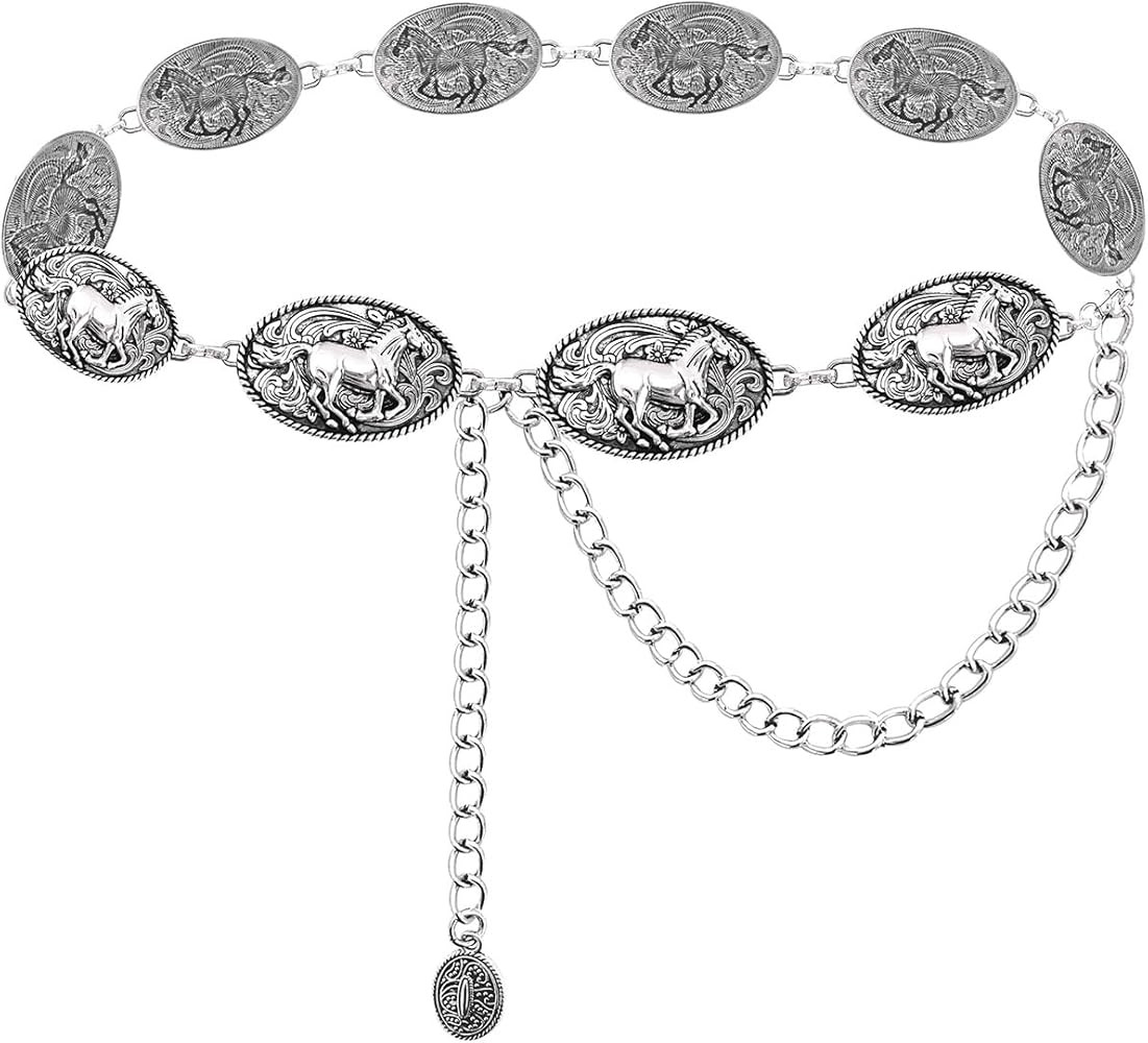 TOPACC Cowgirl Belts for Women Western Chain Belt Metal Concho Belt for Dresses Jeans Country Con... | Amazon (US)