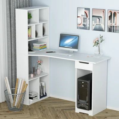 Carlvin Corner Desk Latitude Run® Color: White | Wayfair North America