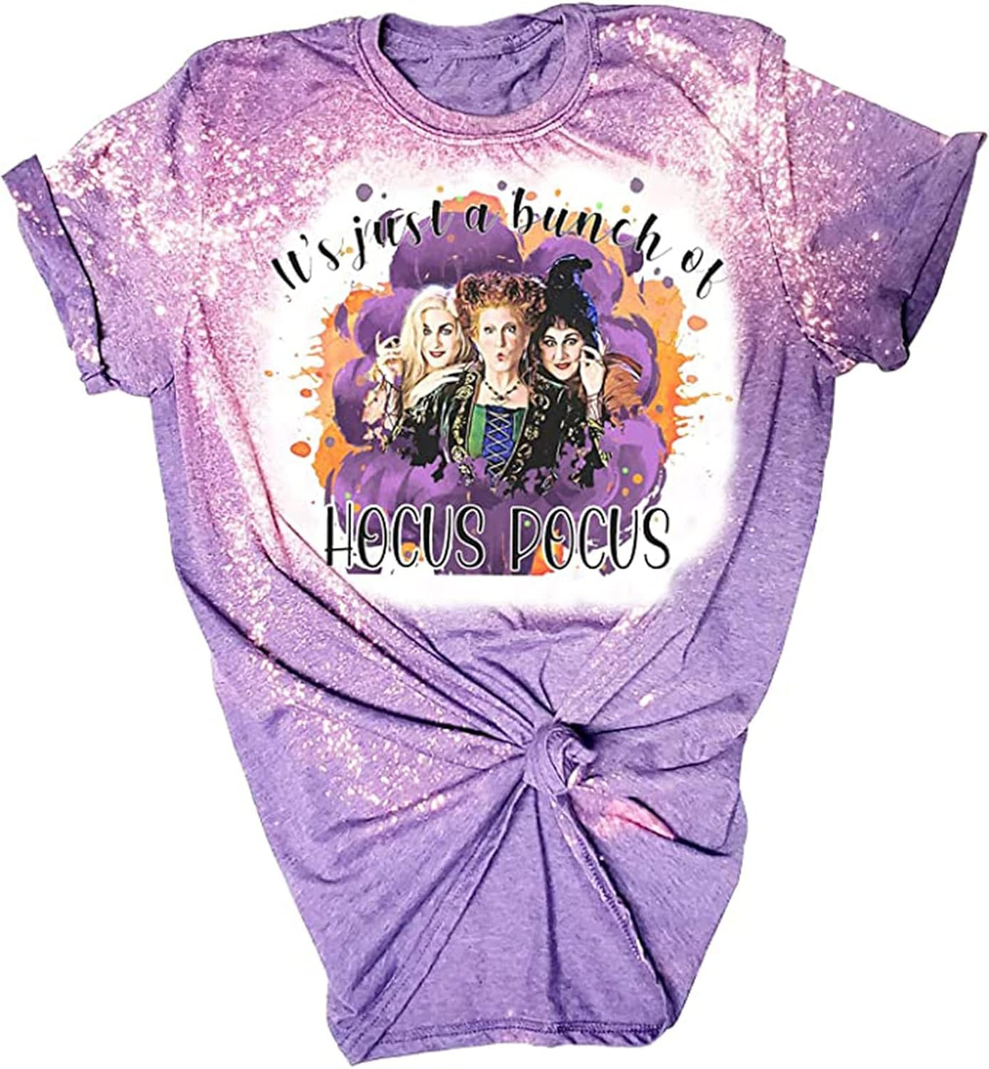 Amazon.com: It's Just A Bunch of Hocus Pocus T-Shirt Women Halloween Sanderson Sisters Bleached Shir | Amazon (US)