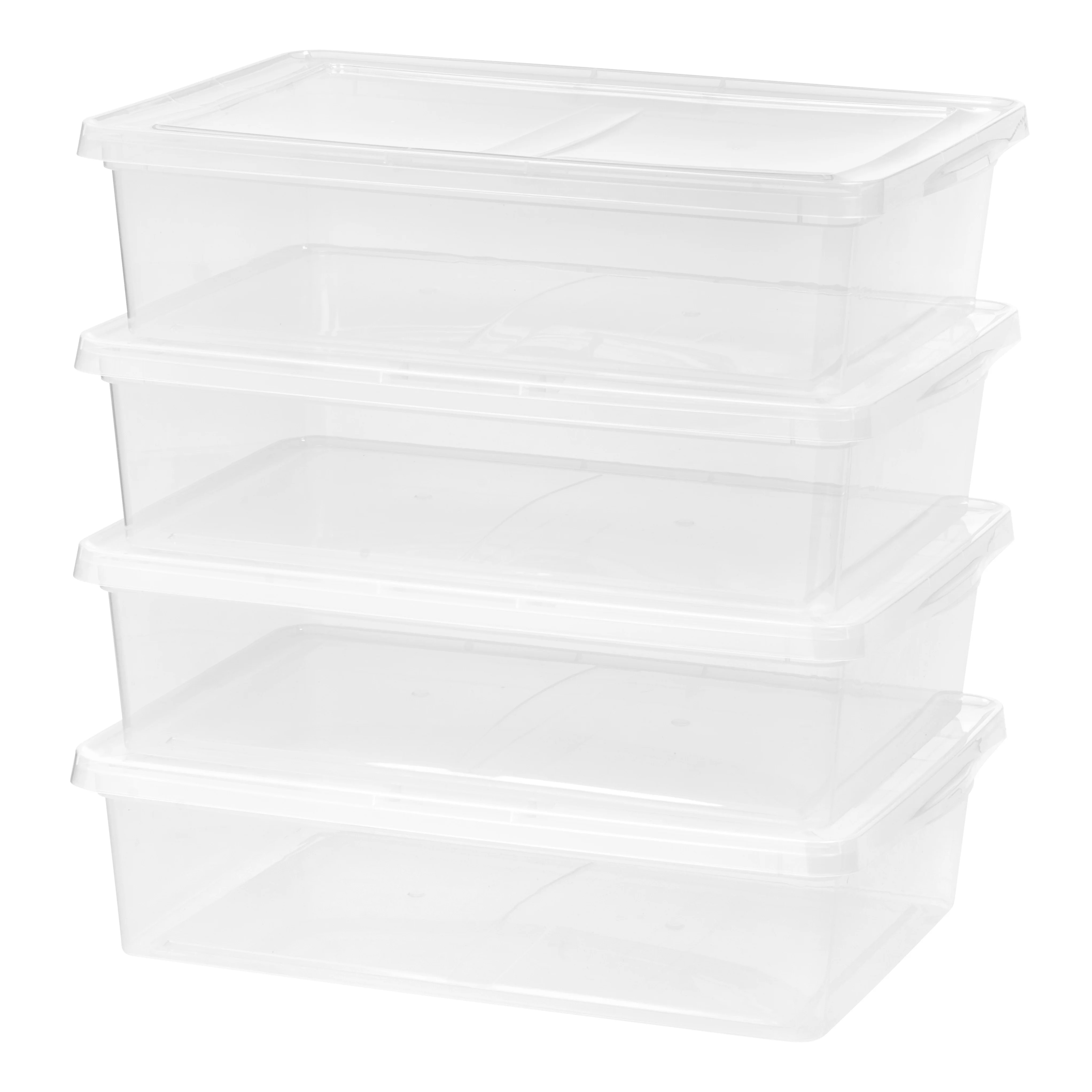 Mainstays 28 Quart Under Bed Plastic Storage Box, Clear, Set of 4 | Walmart (US)