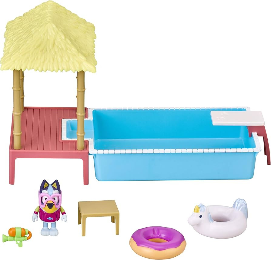 Bluey Pool Playset and Figure, 2.5-3 inch Articulated Figure and Accessories | Amazon (US)