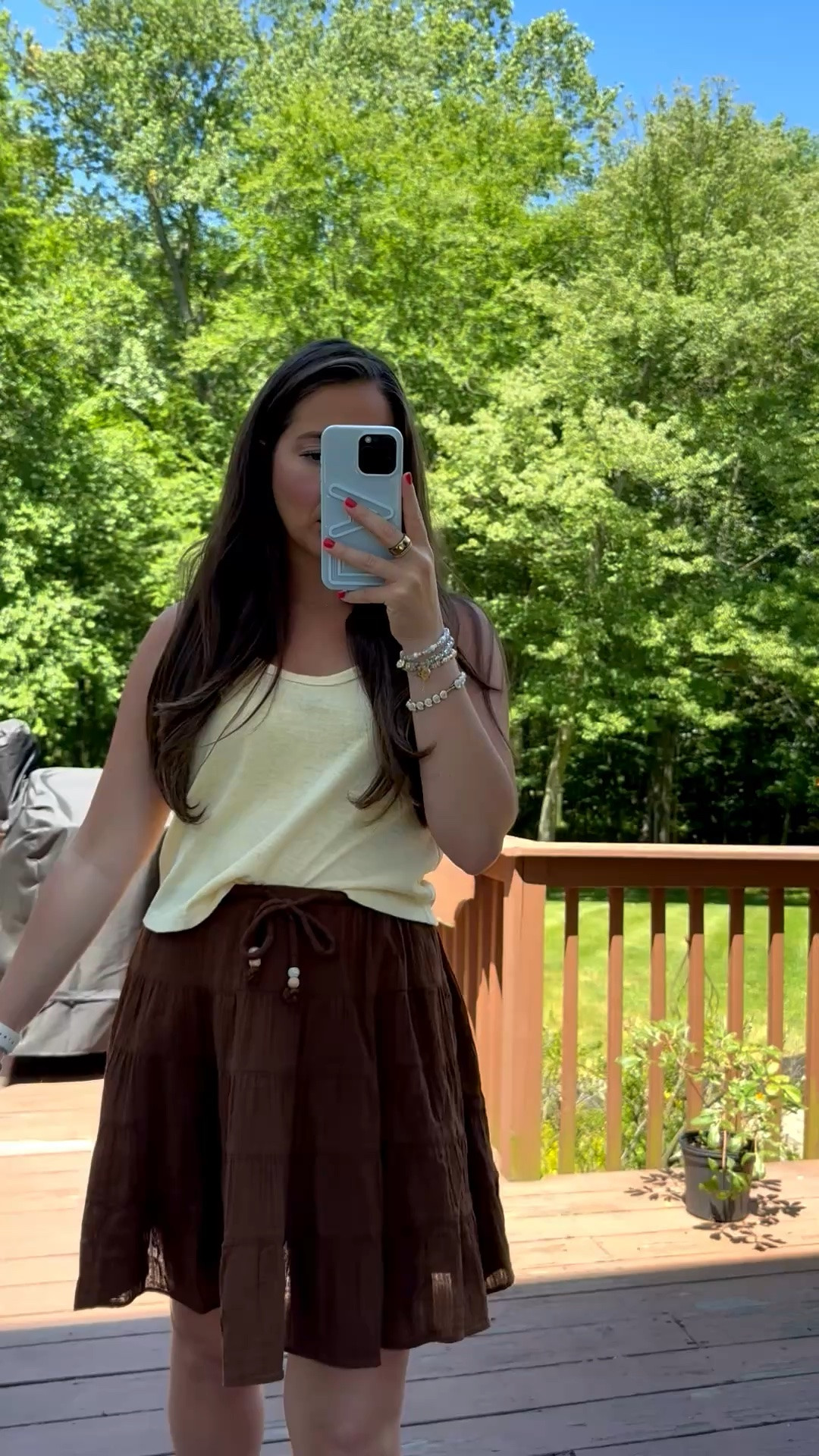 This skirt is so good!  
Size medium in skirt & small in tank

#LTKootd