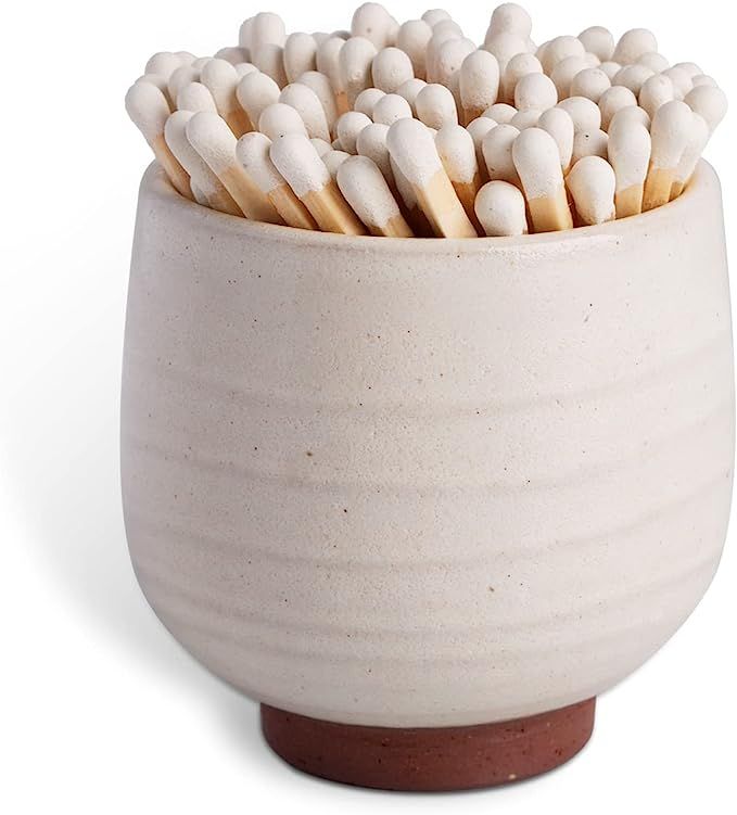 Ceramics Match Holder with Striker - Handmade Pottery - 2.55×2.6'',Matches in a Jar - (Matches N... | Amazon (US)