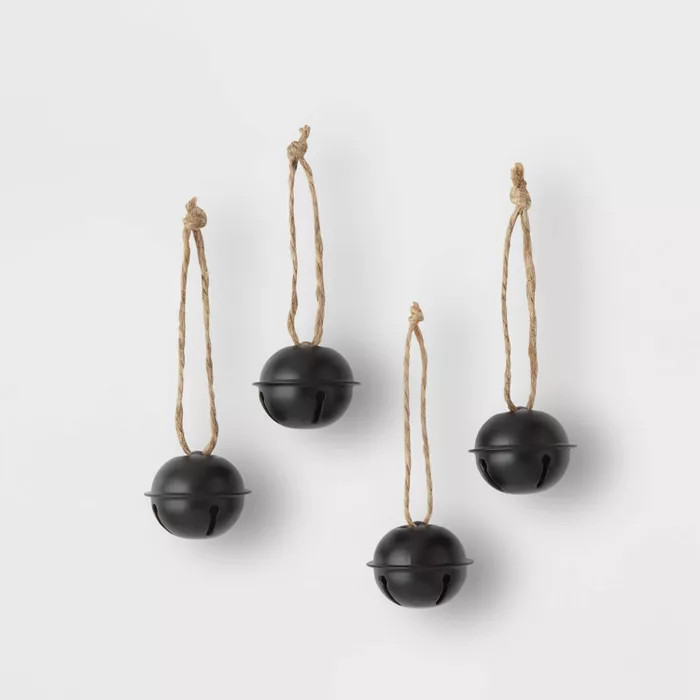 4ct Jingle Bell Christmas Ornament Set Black - Wondershop™ | Target