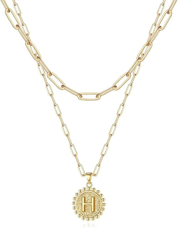 Layered Choker Necklaces for Women, 14K Gold Plated Dainty Layering Paperclip Chain Necklace Simp... | Amazon (US)