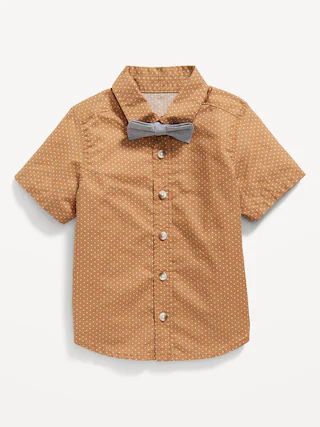 Short-Sleeve Printed Poplin Shirt & Bow-Tie Set for Toddler Boys | Old Navy (US)