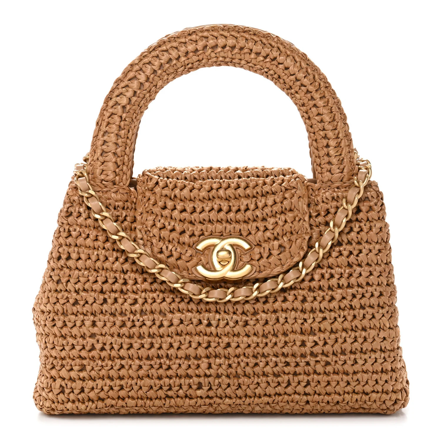 Chanel Braided Raffia Nano Kelly Flap Bag Dark Beige 1870877 | FASHIONPHILE (US)
