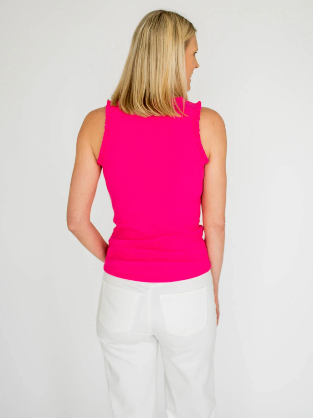 Chloe Ruffle Tall Tank - Pink | Amalli Talli