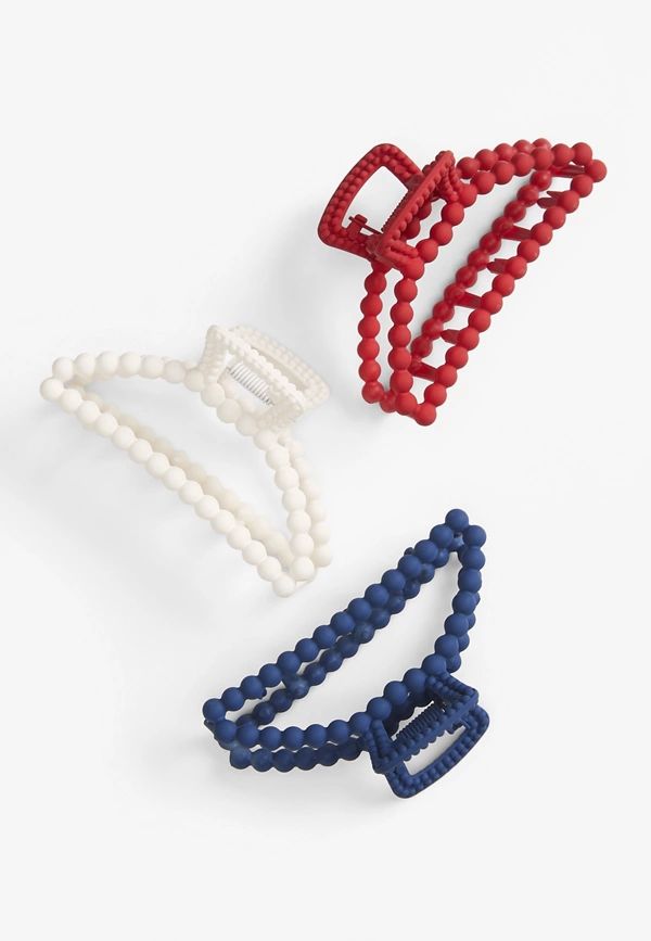 3 Pack Americana Bubble Claw Hair Clips | Maurices