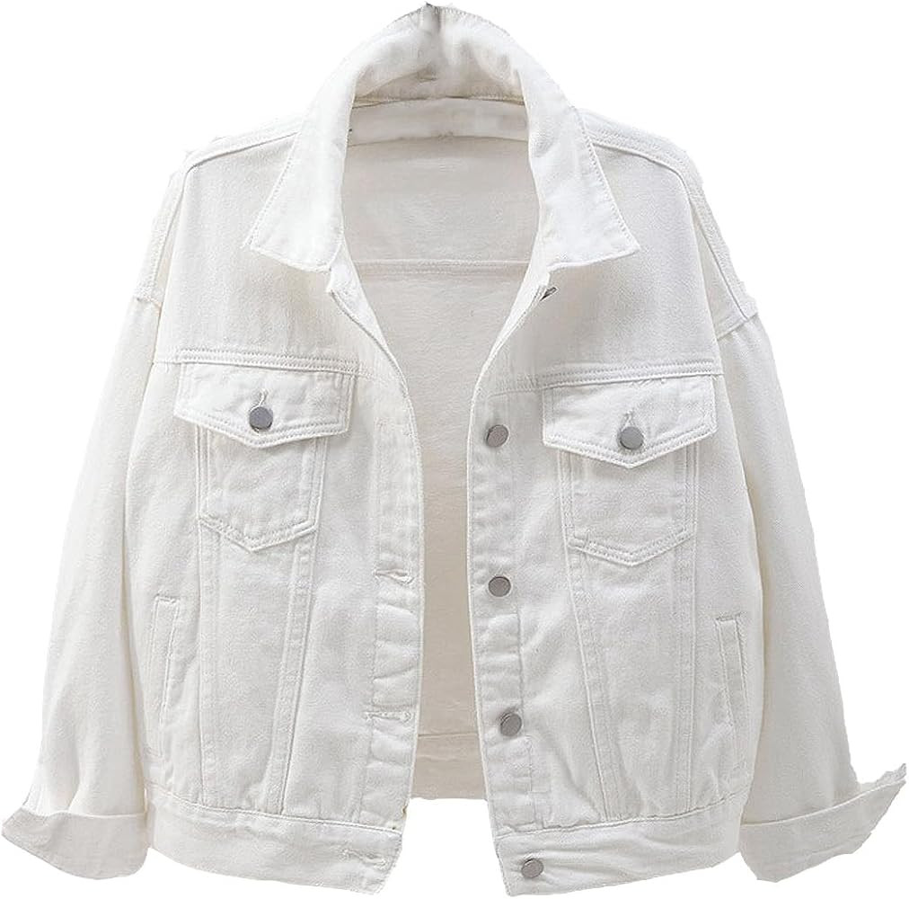 Women's Denim Cotton Button Closed Long Sleeve Solid Color Jacket With Pockets | Amazon (US)
