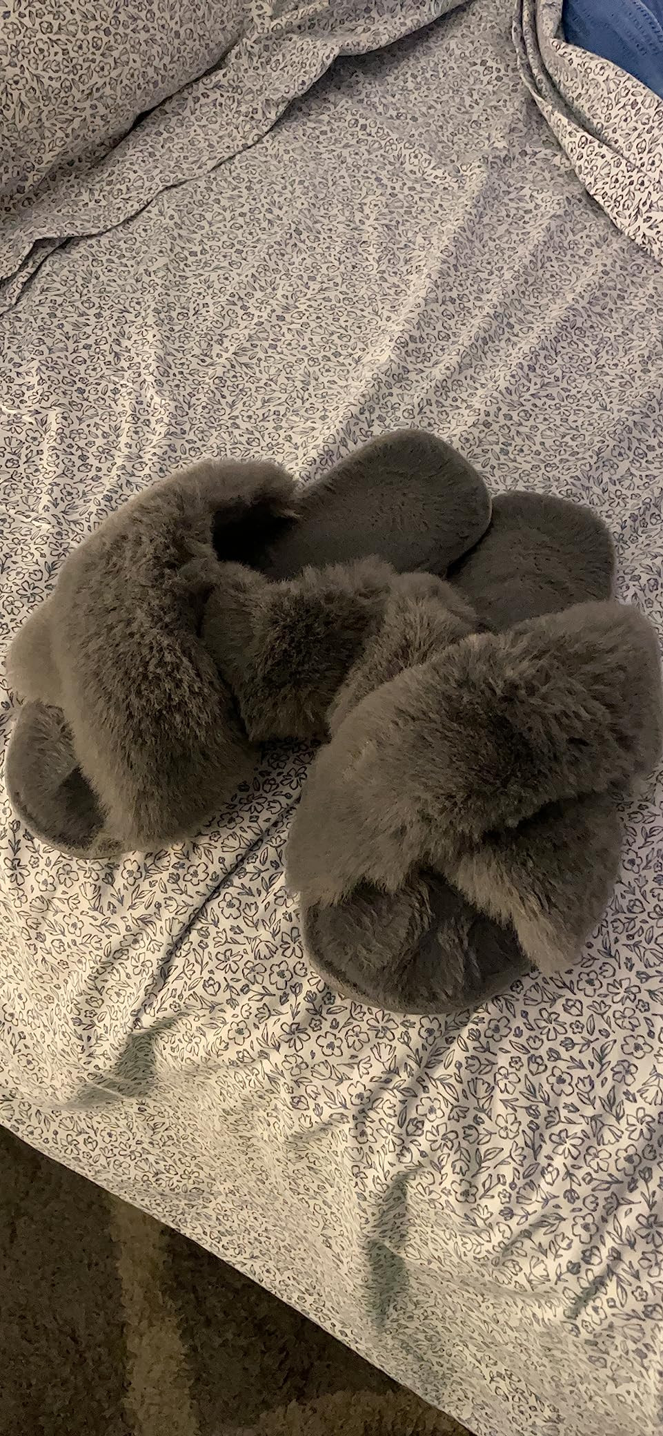 Womens Cross Band Slippers Cozy Furry Fuzzy House Slippers Open Toe Fluffy Indoor Shoes Outdoor S... | Amazon (US)