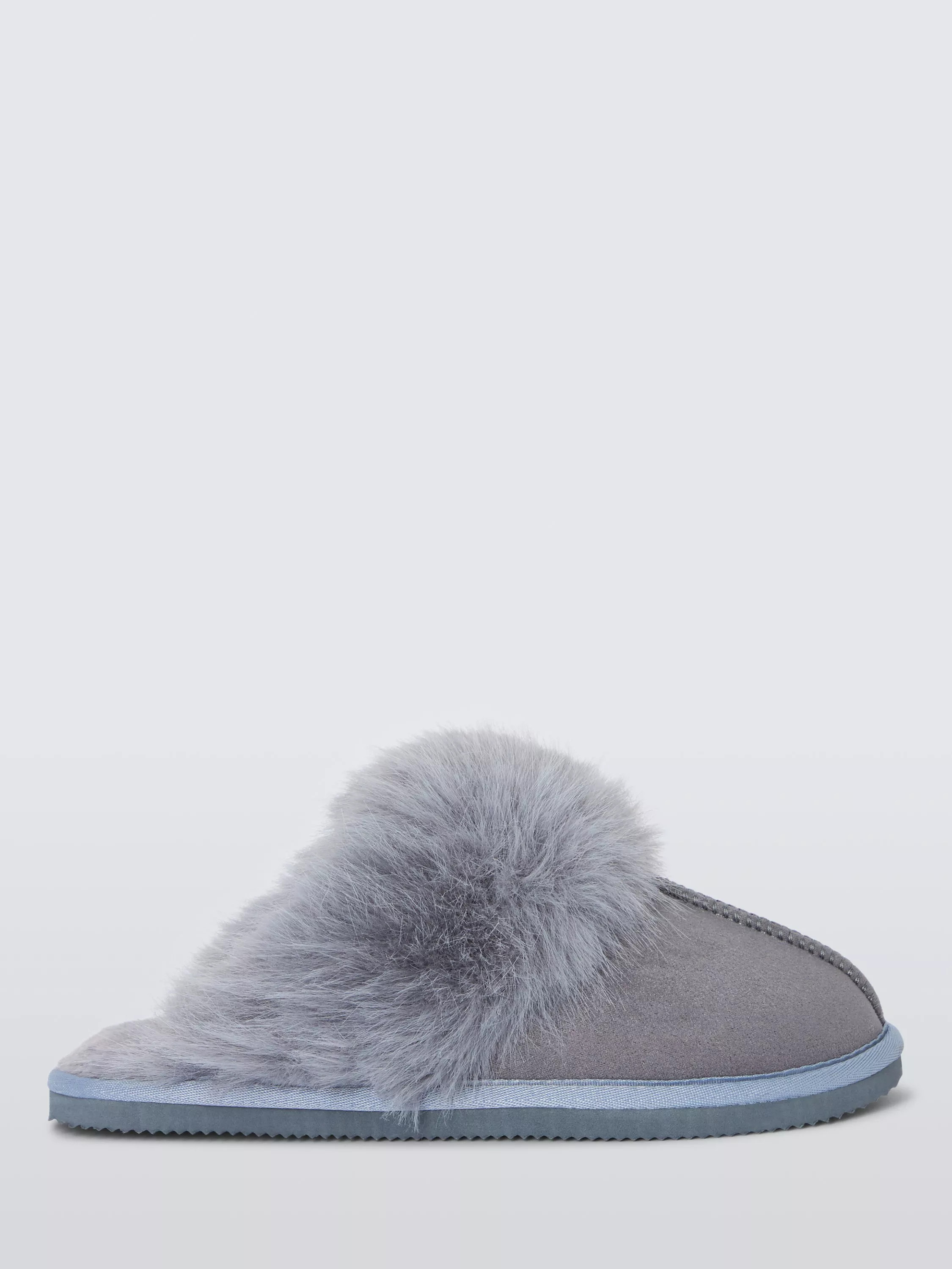 Microsuede Fluffy Faux Fur Mule Slippers | John Lewis (UK)
