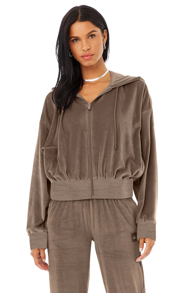 Velour Glimmer Full Zip Hoodie | Alo Yoga (US)