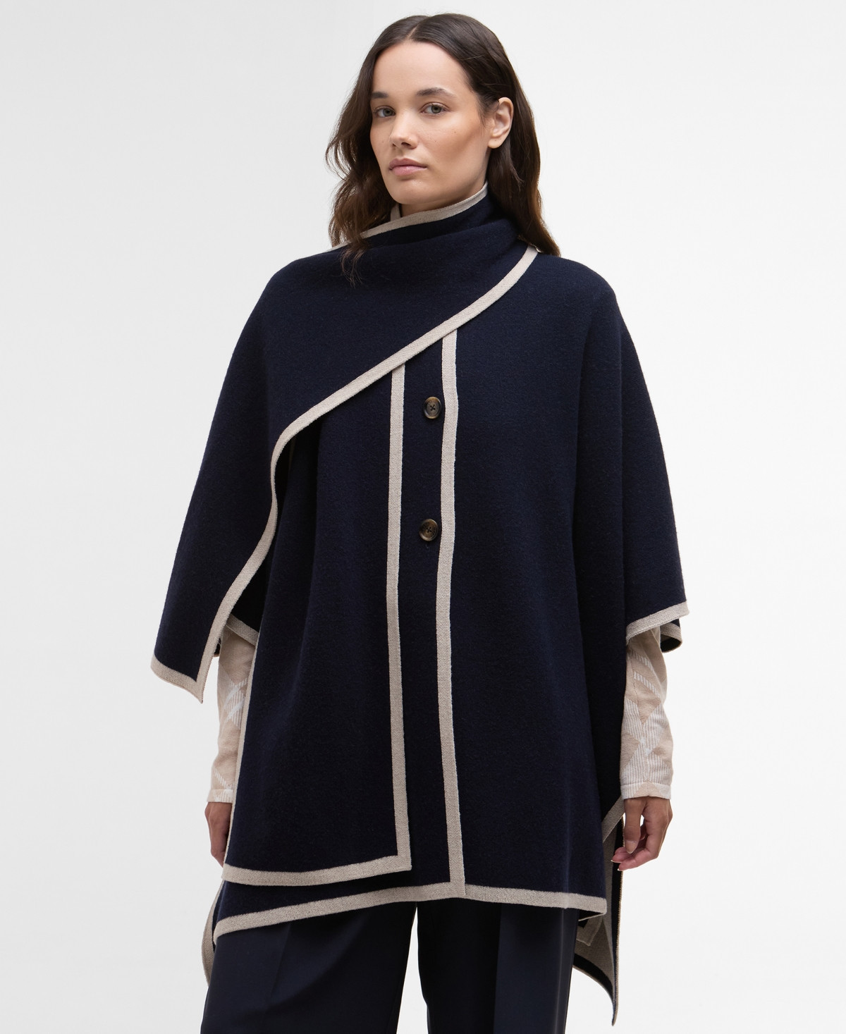 Barbour Women's River 3/4-Sleeve Cape Coat with Scarf - Dark Navy | Macy's
