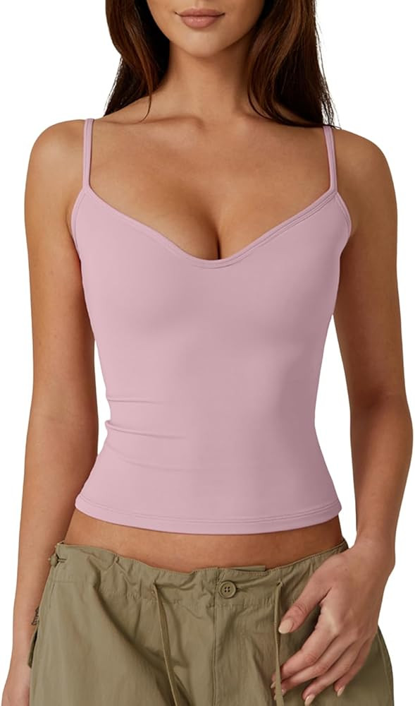 QINSEN Womens Spaghetti Strap Sweetheart Neck Sleeveless Top Slim Fit Going Out Camisole Basic To... | Amazon (US)