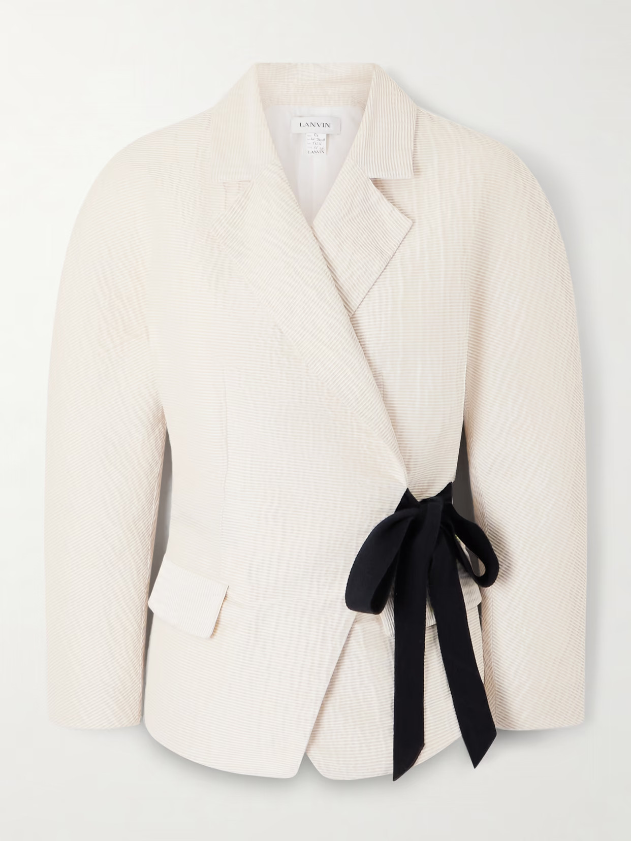 Lanvin - Belted Textured-satin Jacket - Neutrals | NET-A-PORTER (US)