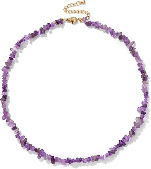 Raw Crystal Necklaces for Women 5-8mm Handmade Natural Stone Necklace Beaded Choker Necklace Heal... | Amazon (US)