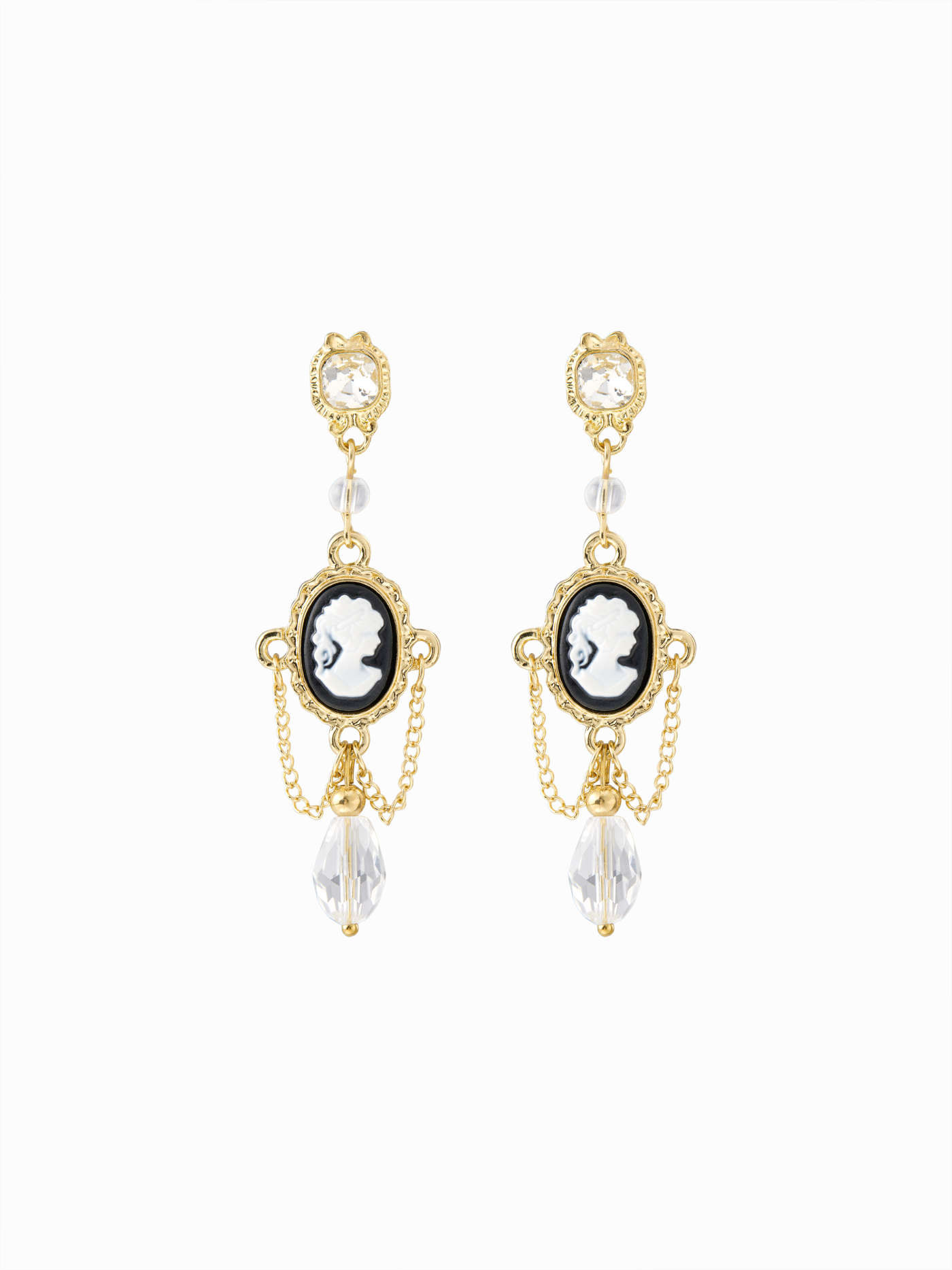 RHINESTONE & BEADED CAMEO DROP EARRINGS For Date | Cider