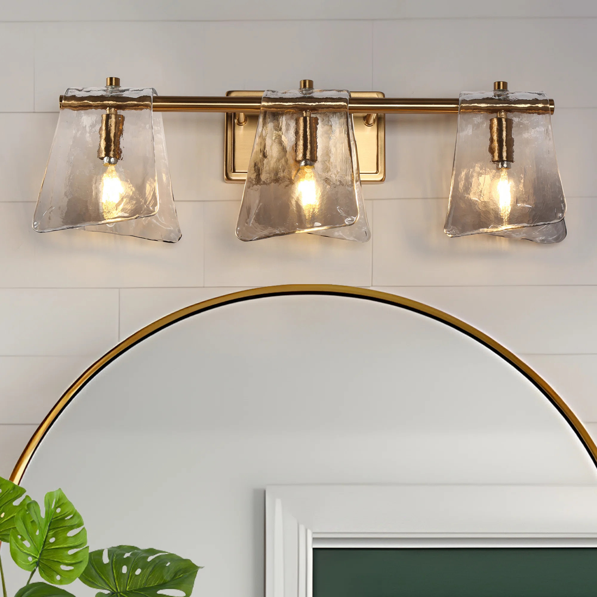 Elisabette 3 - Light 23.6'' W Dimmable Gray Glass Bathroom Vanity Light | Wayfair North America