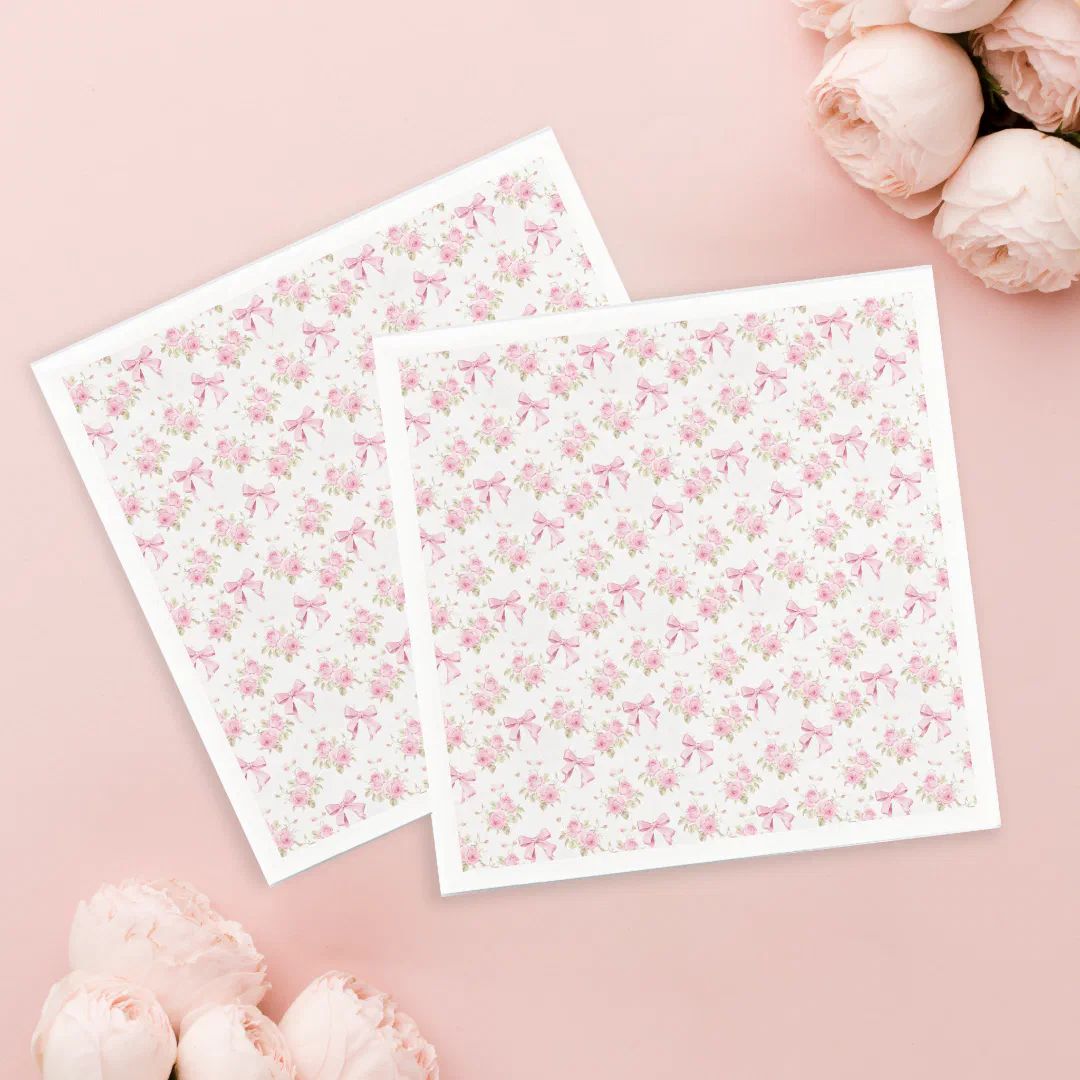 Floral Pink Bow Love Shack Baby Shower Napkins | Zazzle