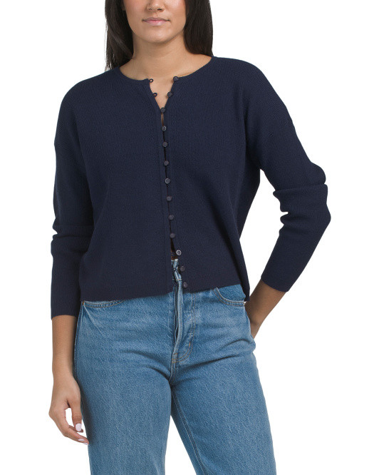 Button Front Cardigan With Tonal Buttons | TJ Maxx