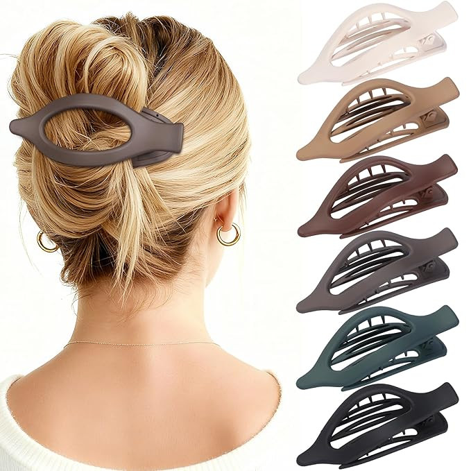 Flat Hair Clips for Women - 6 PCS French Flat Claw Clips Medium Hair Clips for Girls Large Hair C... | Amazon (US)
