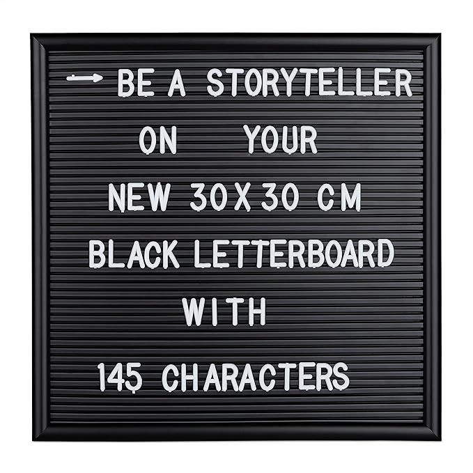 Relaxdays Letterboard, 145 Buchstaben, Zahlen, Sonderzeichen, 30x30 cm, Buchstabentafel zum Steck... | Amazon (DE)