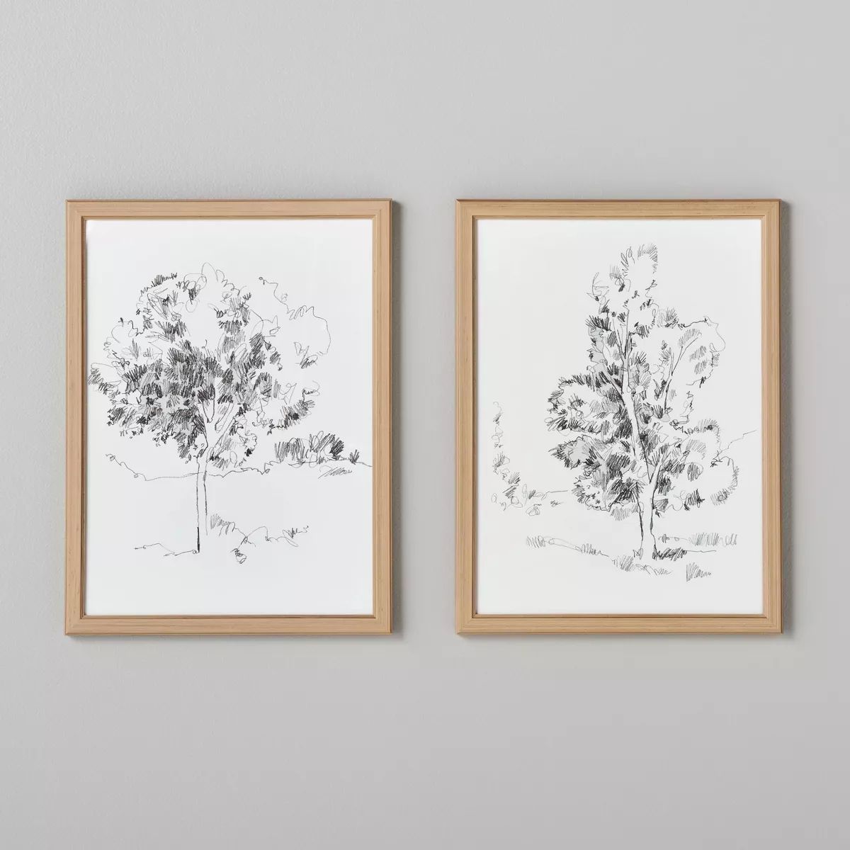 (Set of 2) 12"x16" Tree Sketch Framed Wall Art Black/Cream - Hearth & Hand™ with Magnolia | Target