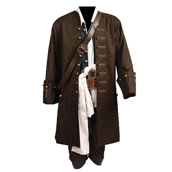 Jack Sparrow Cosplay clothing Pirates of the Caribbean Jacket Vest Belt Shirt Pants Costume Set H... | Etsy (US)