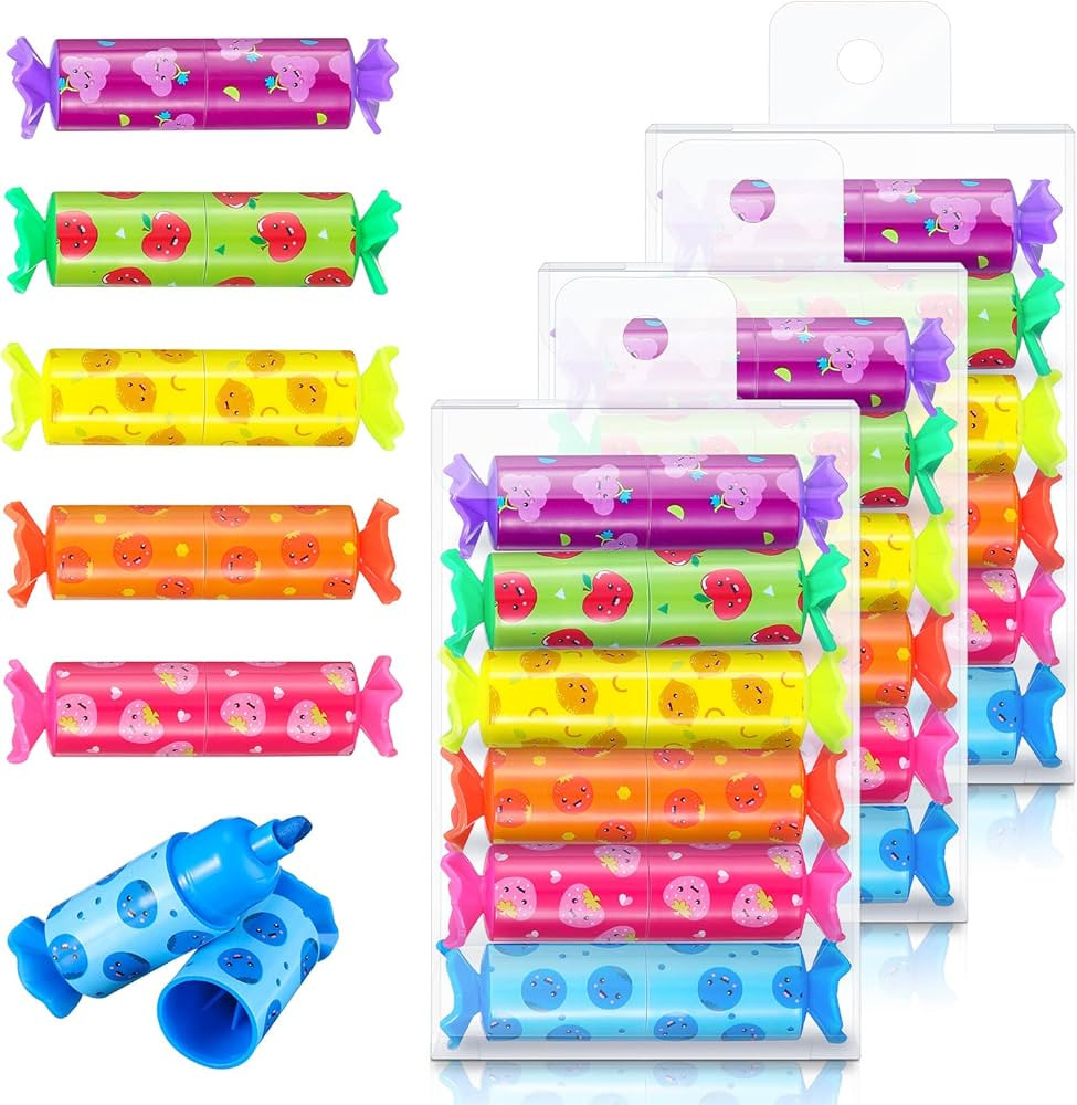 24 Pieces Mini Highlighter Candy Pastel Highlighter for Kid Student 6 Colors Cute Chisel Tip Mark... | Amazon (US)