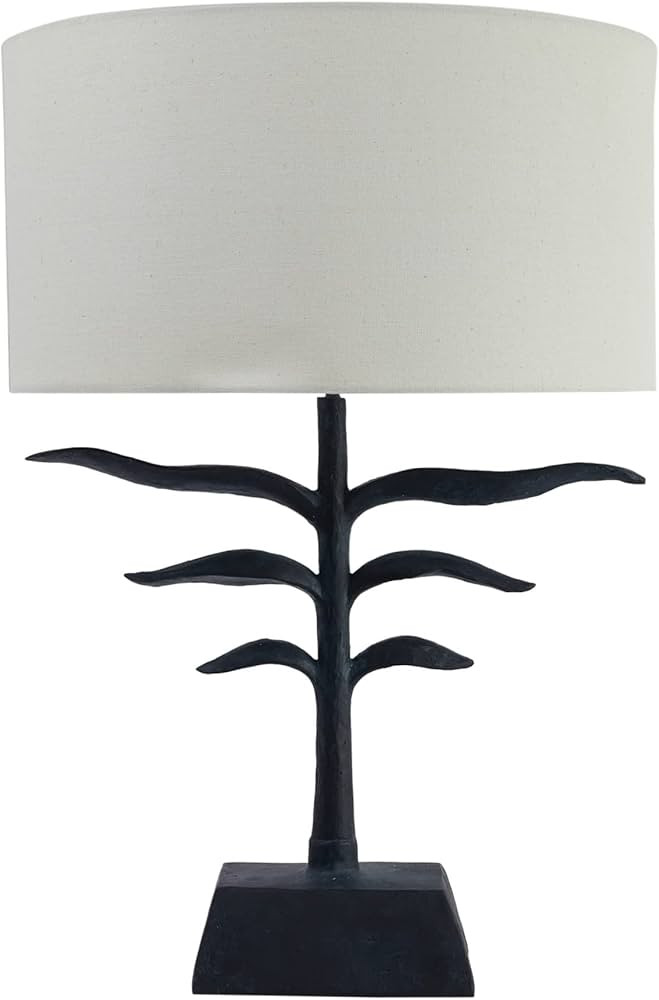 Creative Co-Op Leaf Shaped Fabric Shade, Black and Natural Table Lamp | Amazon (US)