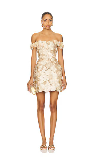 Jasmine Maraya Off The Shoulder Mini Dress in Gold | Revolve Clothing (Global)