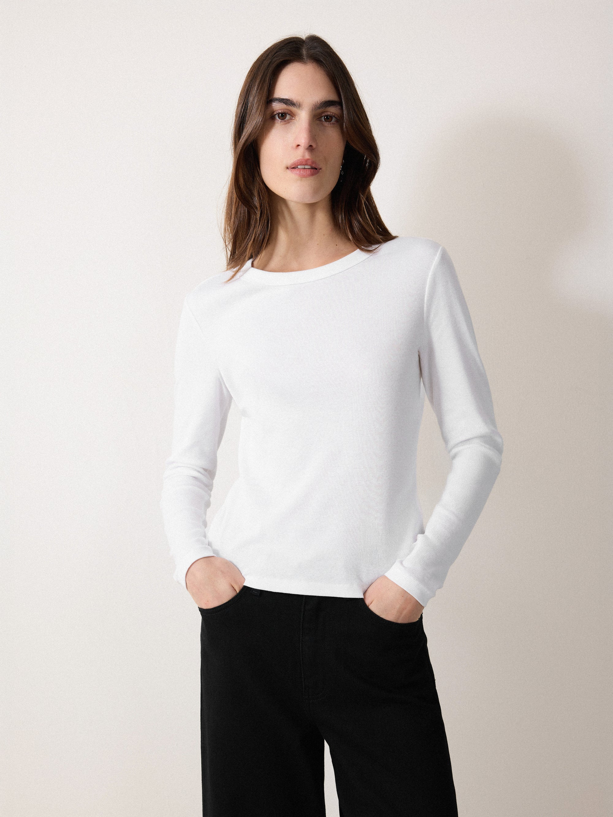 Long Sleeve Fine Cotton Baby Tee | White | Jigsaw (UK)