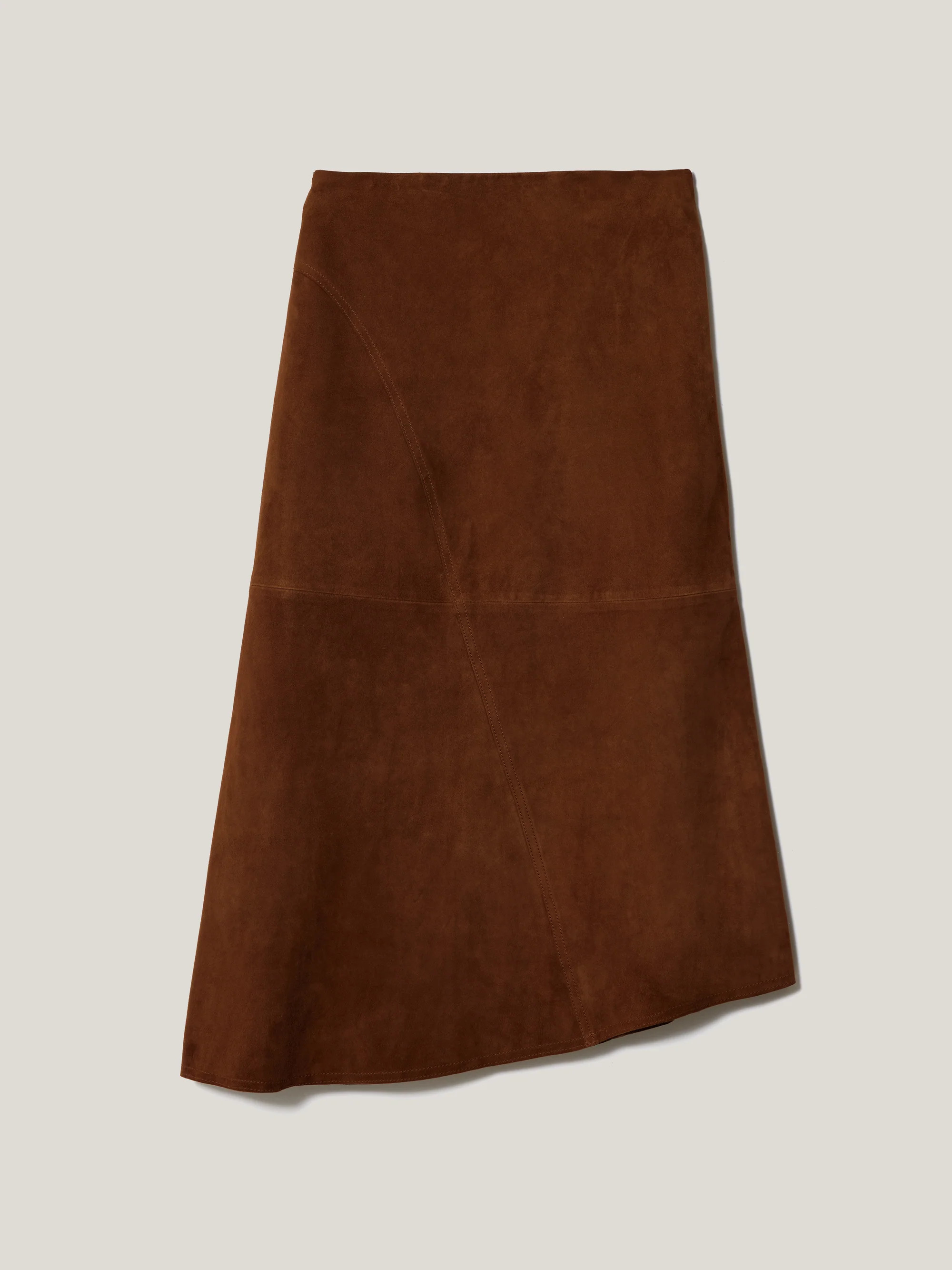 Suede Midi Asymmetric Skirt | Tan | Jigsaw (UK)