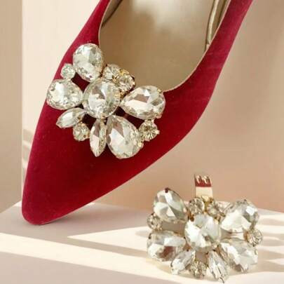 1pc Versatile Crystal Shoe Clips, Removable Rhinestone Metal Shoe Buckle Accessories Suitable For Wedding Shoes, High Heels, Brooch, Bag Charms | SHEIN