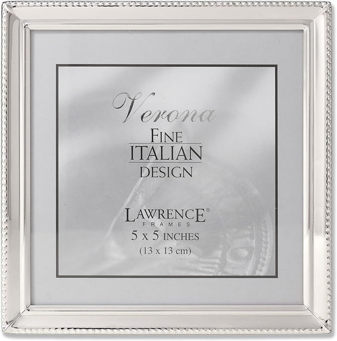 Lawrence Frames 11655 Polished Silver Plate 5x5 Picture Frame - Bead Border Design | Amazon (US)
