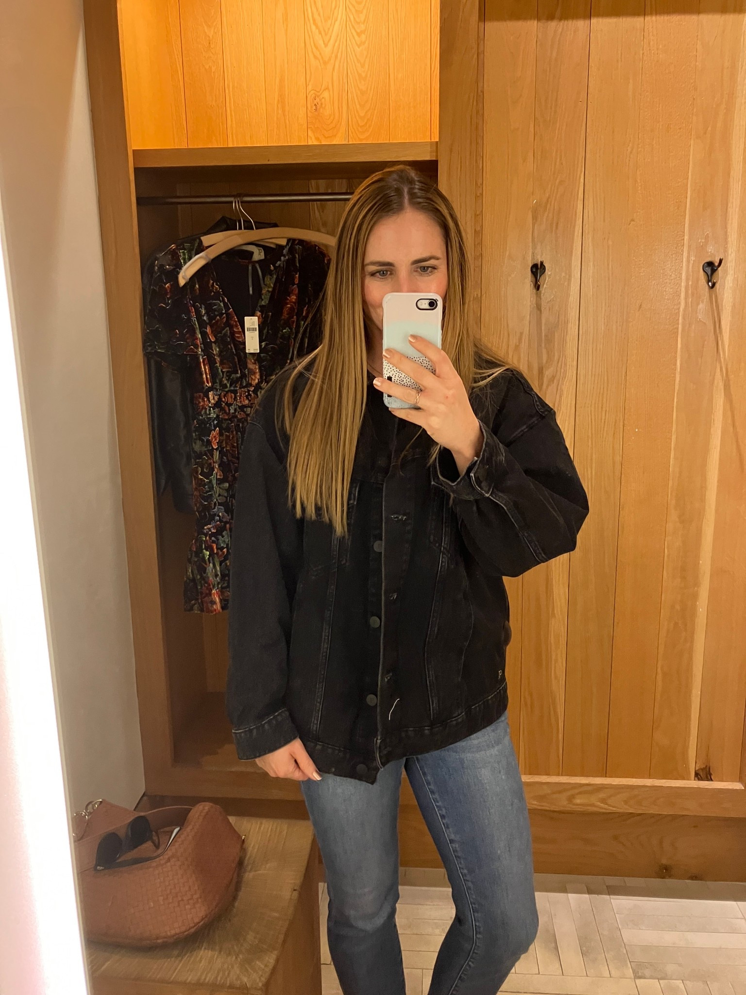 Oversized black denim jacket. The perfect layering piece IMO! Wearing my true size smalls. Comes in four washes if you’re looking for an oversized jean jacket. Currently on sale for cyber Monday!

#LTKFindsUnder100 #LTKCyberWeek #LTKootd