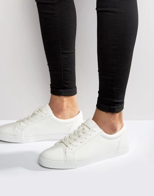 ASOS DESIGN vegan friendly lace up sneakers in white | ASOS US