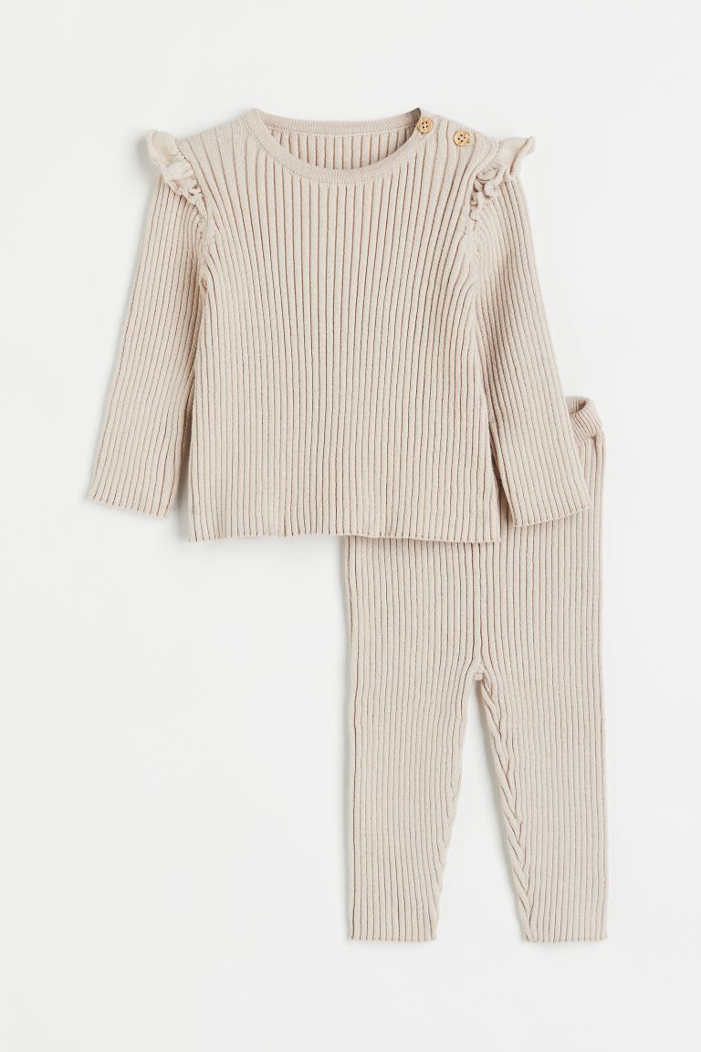 2-piece Rib-knit Cotton Set | H&M (US)