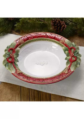 Fitz and Floyd Holiday Home 16-in Large Serve Bowl, Red, Serving Bowl | Belk