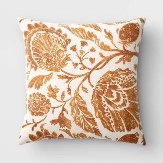Square Floral Printed Jacobean Throw Pillow - Threshold™ | Target