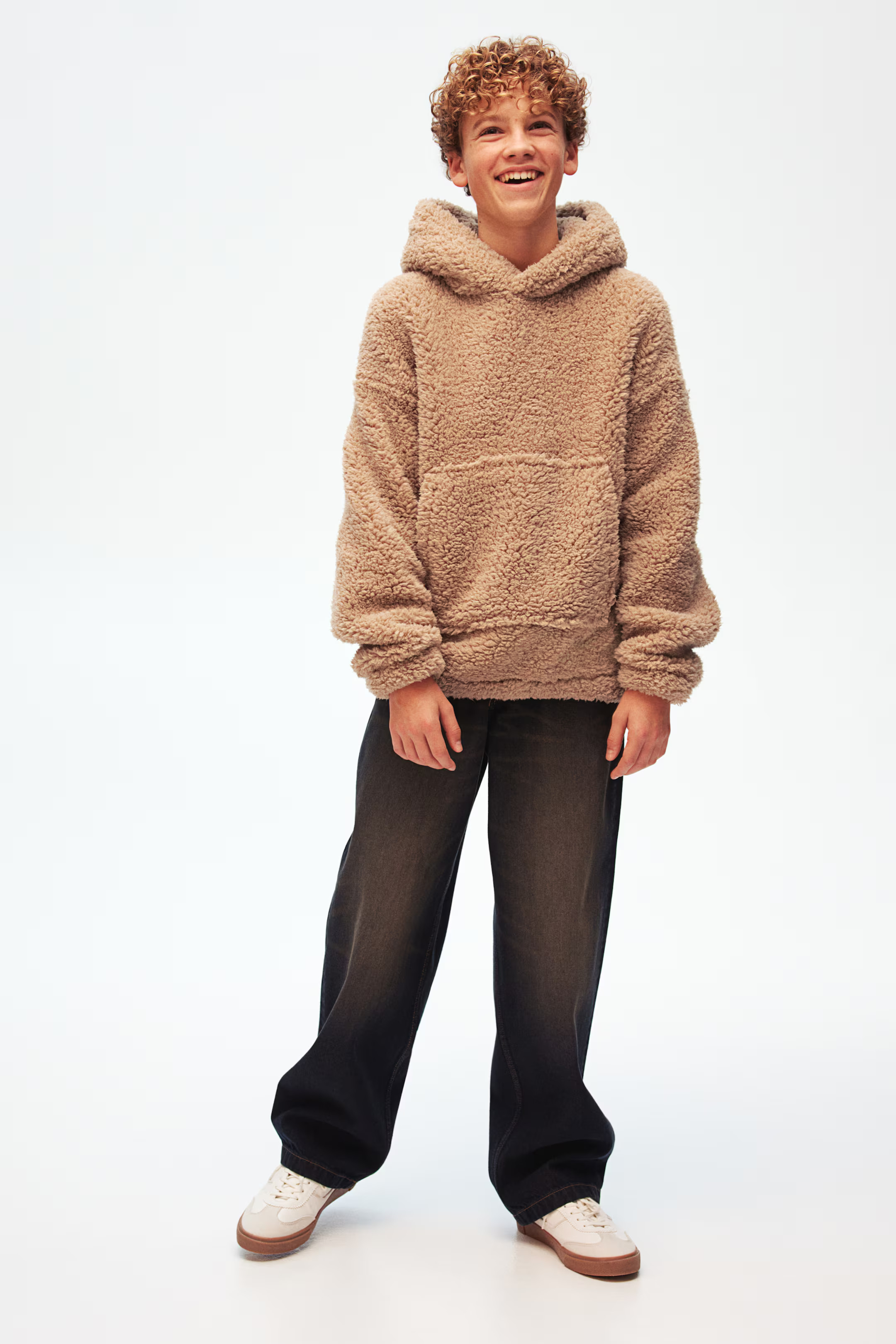 Teddy Fleece Hoodie - Beige - Kids | H&M US | H&M (US + CA)